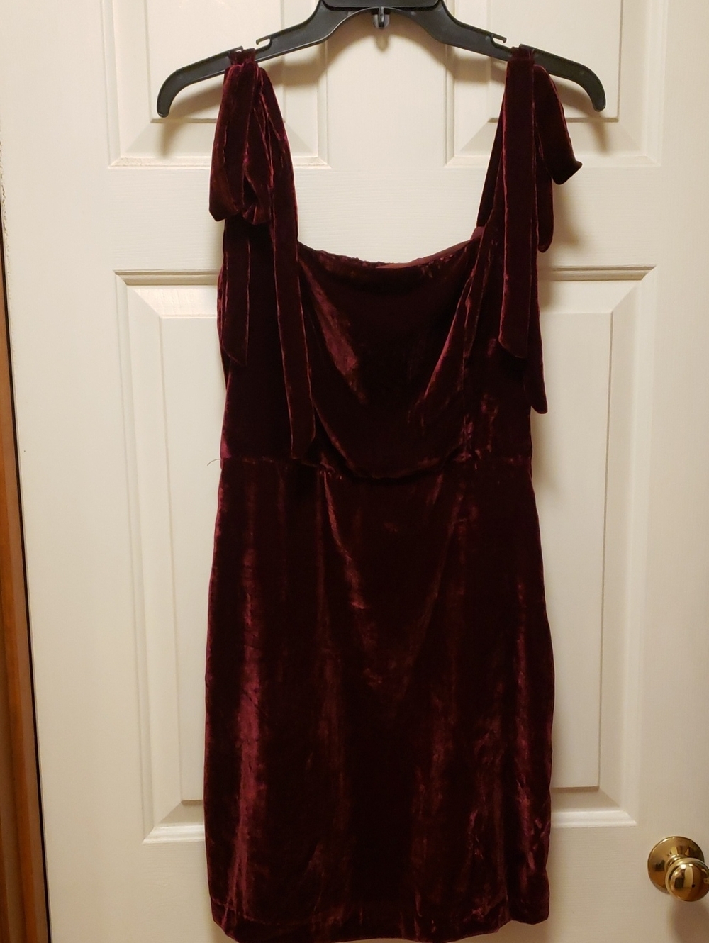 House of Harlow 1960 Velvet Tie-Shoulder Mini Dress in Burgundy